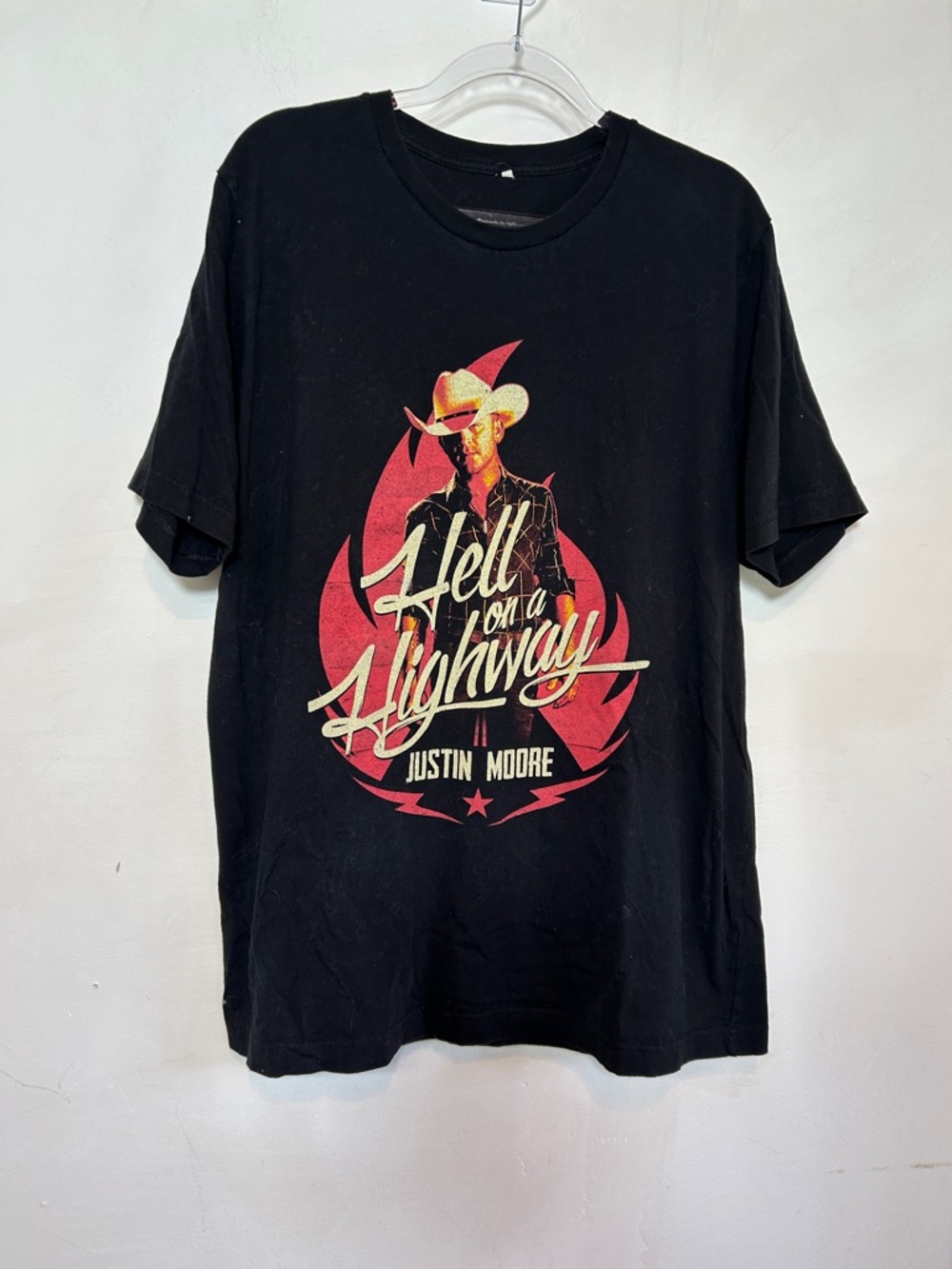 Justin Moore Hell on a Highway Graphic Tee Country Music Shirt Retro Concert XL